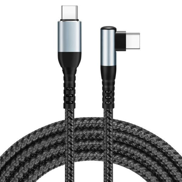 CABLU DE ÎNCĂRCARE USB-C LA USB-C 100W, 2 M, NEGRU, MUFĂ LA 90°