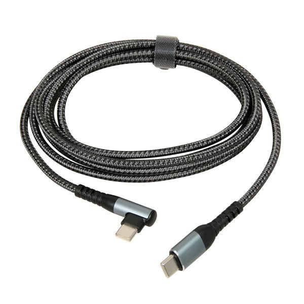 CABLU DE ÎNCĂRCARE USB-C LA USB-C 100W, 2 M, NEGRU, MUFĂ LA 90°