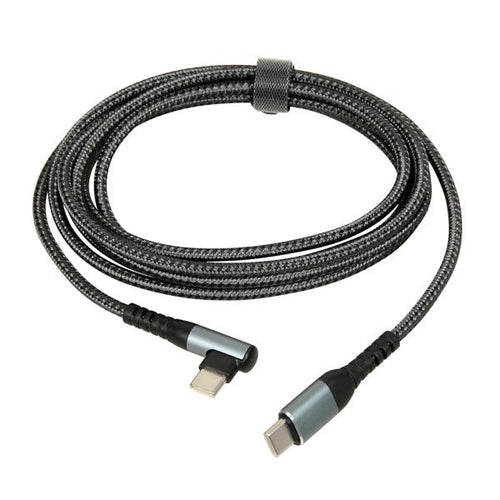 CABLU DE ÎNCĂRCARE USB-C LA USB-C 100W, 2 M, NEGRU, MUFĂ LA 90°
